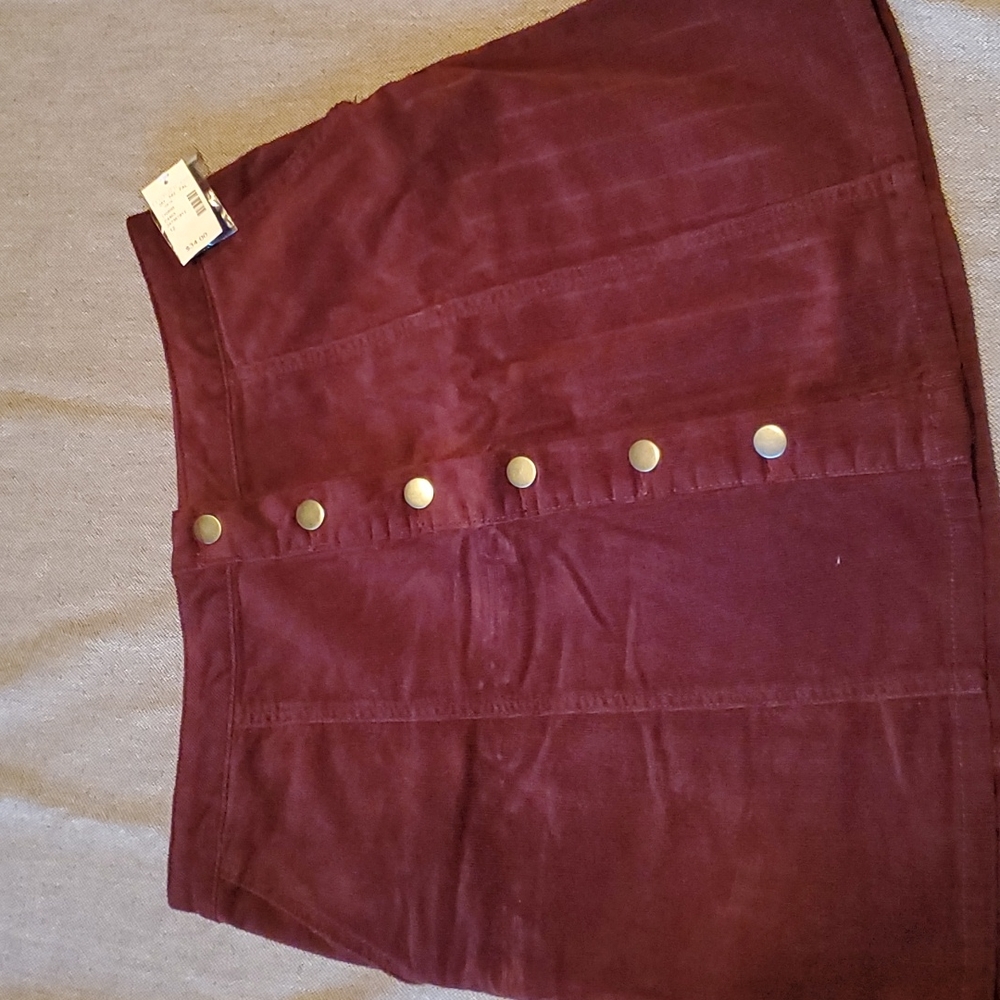 Wine color Corduroy mini skirt
